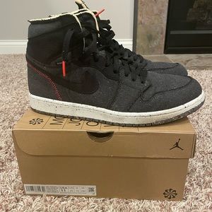 Jordan 1 Retro High Zoom Crater Black/Wolf Grey-Flash Crimson Size 11 CW2414-001